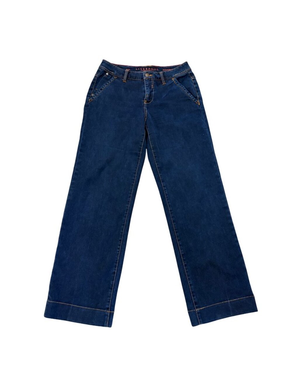 Liverpool Womens Eleanor Trouser Jeans Size 6/28 Wide Leg Dark Wash Denim
